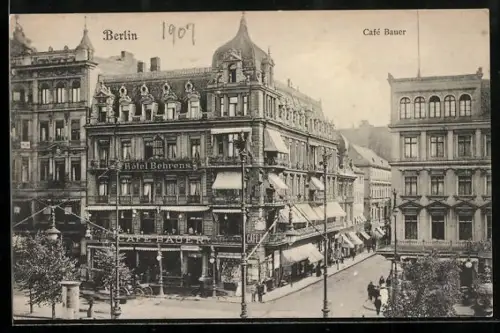 AK Berlin, Café Bauer, Hotel Behrens