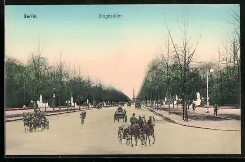 AK Berlin-Tiergarten, Siegesallee mit Blick zur Siegessäule