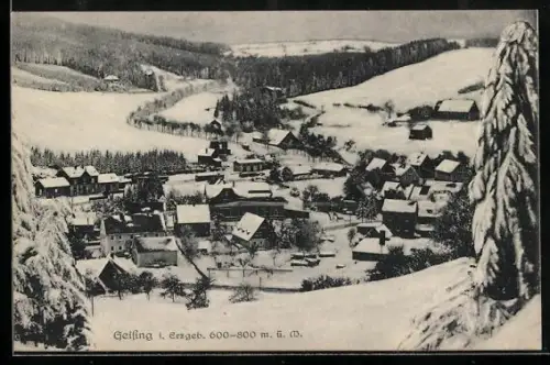 AK Geising i. Erzgeb., Winterliche Ortsansicht