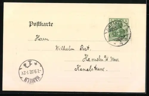 AK Bremen, Hanse-Ritter vor dem Rathaus, Blick auf den Marktplatz