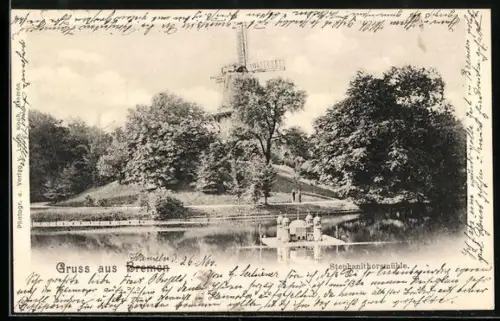 AK Bremen, Stephanithorsmühle vom Wasser aus