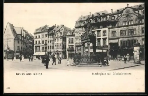 AK Mainz, Marktplatz mit Marktbrunnen