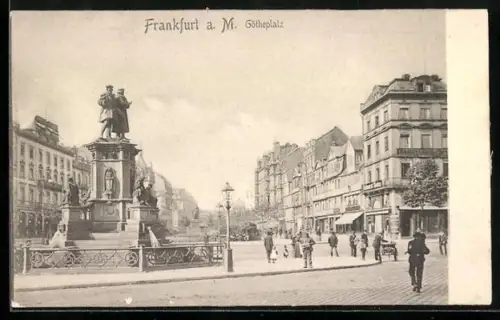 AK Frankfurt a. M., Goetheplatz mit Brunnen
