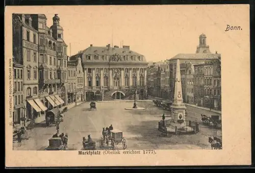 AK Bonn, Marktplatz mit Obelisk