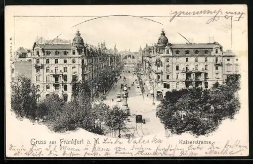 AK Frankfurt a. M., Kaiserstrasse aus der Vogelschau