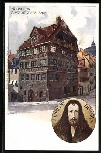 Künstler-AK Rud. Schmidt: Nürnberg, Albrecht-Dürer Haus, Portrait Albrecht Dürer