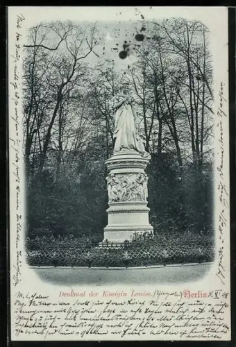 Mondschein-AK Berlin-Tiergarten, Denkmal der Königin Louise