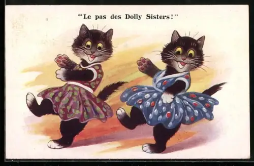AK Le pas des Dolly Sisters!, Katzen als Tänzerinnen