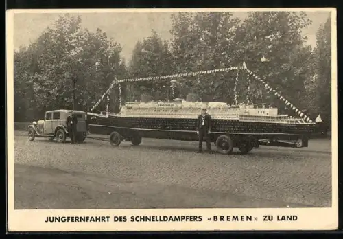 AK Jugendfahrt des Schnelldampfers Bremen zu Land, Schiffsmodell, Matrosen in Uniform