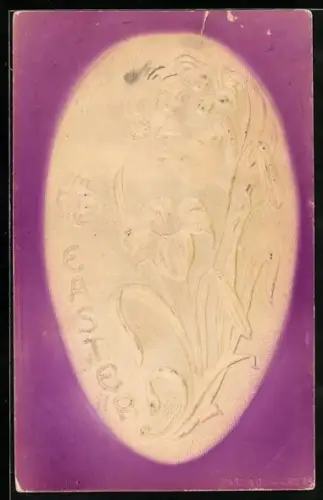 Präge-AK Junge Frau mit Lilien im Jugendstil, Ostern