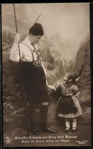 AK Prinzessin Elisabeth und Prinz Josef Klemens Kinder des Prinzen Alfons von Bayern