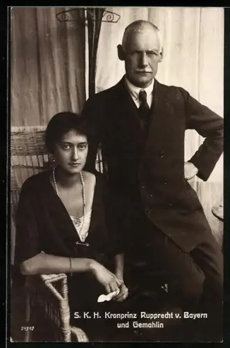 AK S. K. H. Kronprinz Rupprecht von Bayern und Gemahlin