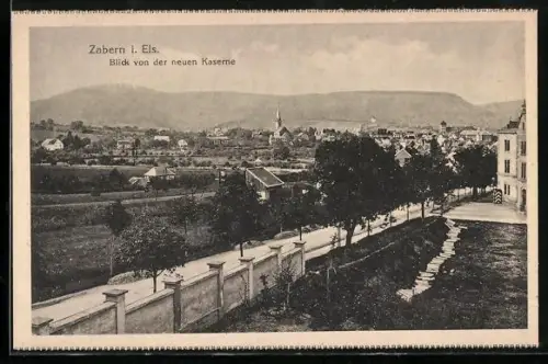 AK Zabern i. Els., Strassenpartie von der neuen Kaserne aus