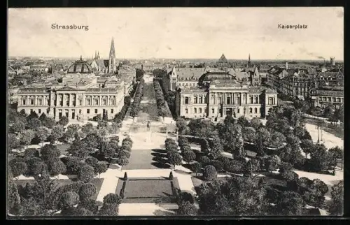 AK Strassburg, Kaiserplatz und Strassenpartie mit Kirche