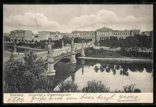 AK Strassburg, Universität und Universitätsbrücke
