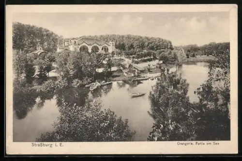 AK Strassburg i. E., Orangerie am See