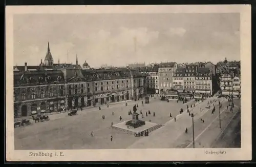 AK Strassburg i. E., Kleberplatz mit Denkmal
