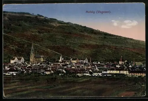 AK Mutzig /Vogesen, Panorama mit Kirche