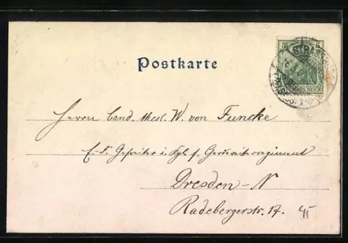 AK Strassburg, Strassenpartie mit Kirche