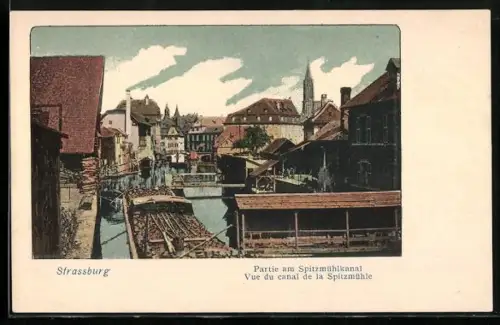 AK Strassburg, Vue du canal de la Spitzmühle