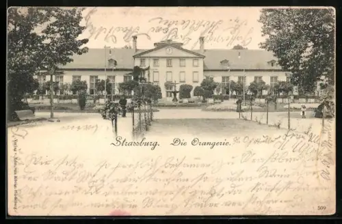 AK Strassburg, Orangerie mit Brunnen
