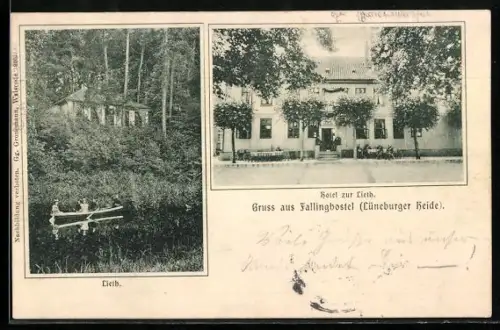 AK Fallingbostel /Lüneb. H., Hotel zur Lieth mit Bootspartie