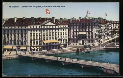 AK Genève, Hotels des Bergues, de Russie et de la Paix