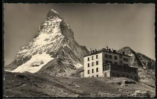 AK Zermatt, Berghotel Schwarzsee mit Matterhorn