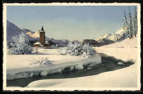 AK Sils /Engadin, Winterzauber am Inn