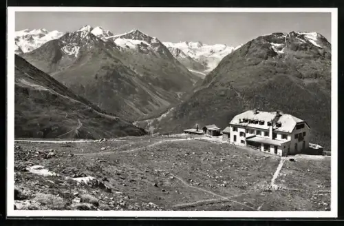 AK Muottas Muraigl /Oberengadin, Hotel Kulm mit Berninagruppe