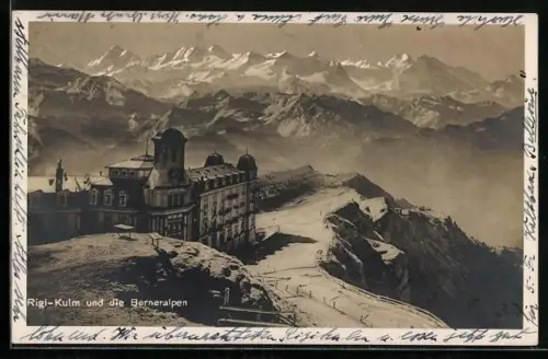 AK Rigi-Kulm, Ortsansicht mit Berneralpen