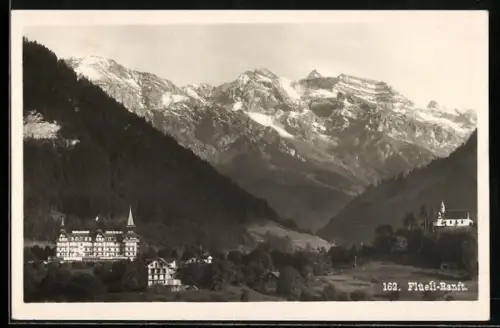 AK Flüeli-Ranft, Ortsansicht mit Bergpanorama