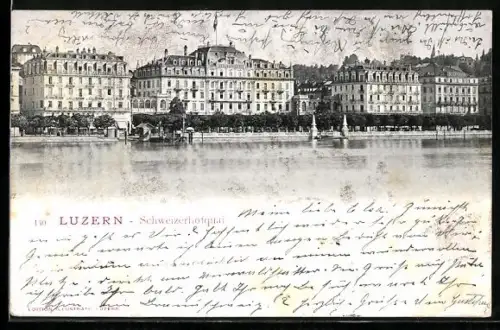 AK Luzern, Schweizerhofquai vom Wasser aus