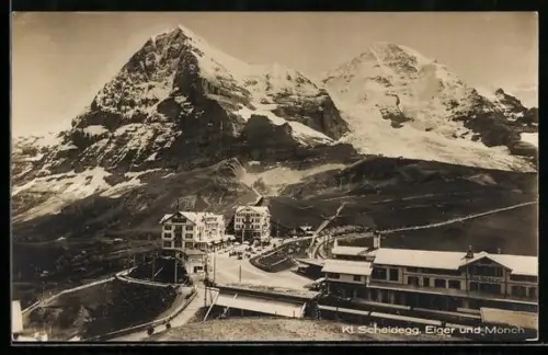 AK Kl. Scheidegg, Totalansicht mit Eiger u. Mönch