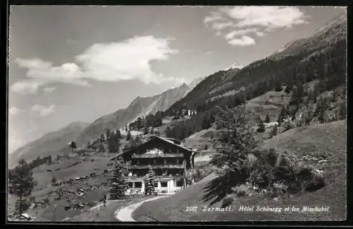 AK Zermatt, Hotel Schönegg et les Mischabel