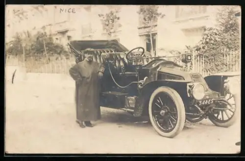 AK Renault-Auto mit Chauffeur in Nizza, Kennzeichen 544-E5