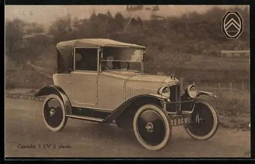 AK Zweisitziges Citroen-Automobil Cabriolet 5 CV mit Dame am Steuer