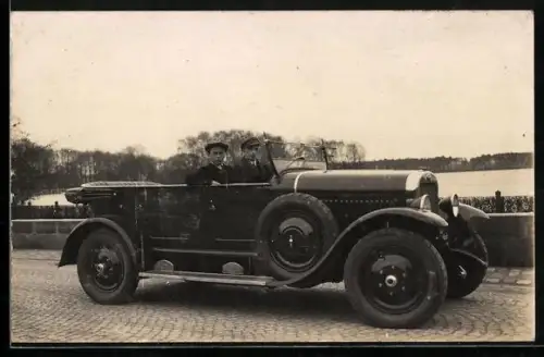 Foto-AK Prüfungsfahrt bei Ansbach in einem Opel-Automobil
