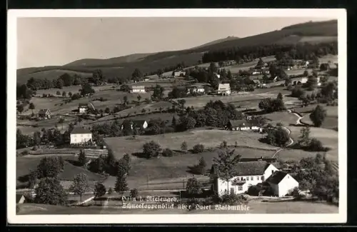 AK Hain i. Riesengebirge, Schneekoppenblick über Hotel Waldmühle