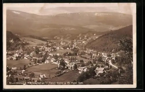 AK Krummhübel i. Riesengebirge, Teilansicht mit Teichränder und Prinz Heinrich-Baude