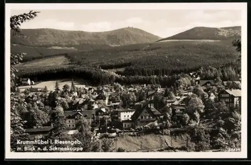 AK Krummhübel i. Riesengebirge, Teilansicht mit Blick nach der Schneekoppe
