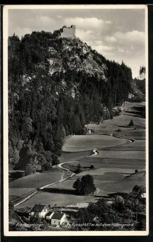 AK Kynast /Riesengebirge, Burg mit dem Höllengrund