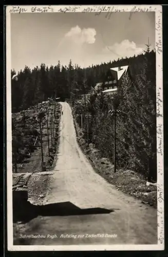 AK Schreiberhau /Rsgb., Aufstieg zur Zackelfall-Baude