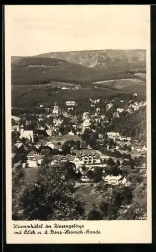 AK Krummhübel im Riesengebirge, Teilansicht mit Blick nach der Prinz-Heinrich-Baude