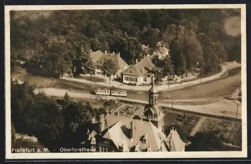 AK Frankfurt-Niederrad, Oberforsthaus, Strassenbahn