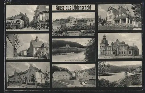 AK Lüdenscheid, Wilhelmstrasse, Schützenhalle, Versetalsperre