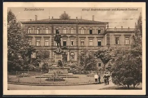 AK Kaiserslautern, Königl. Bezirkskommando und Bismarck-Denkmal