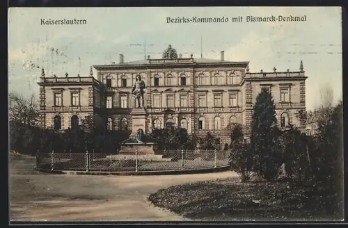 AK Kaiserslautern, Bezirks-Kommando mit Bismarck-Denkmal