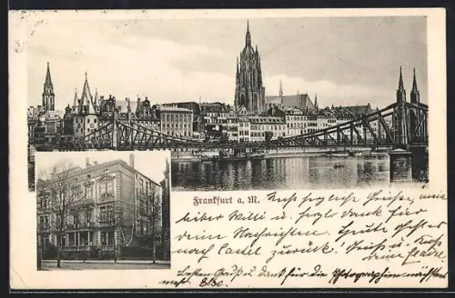 AK Alt-Frankfurt, Dom, Eiserner Steg, Stadtansicht