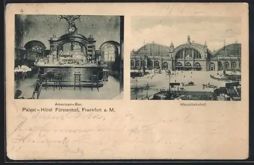 AK Frankfurt a. M., Palast-Hôtel Fürstenhof American-Bar, Hauptbahnhof